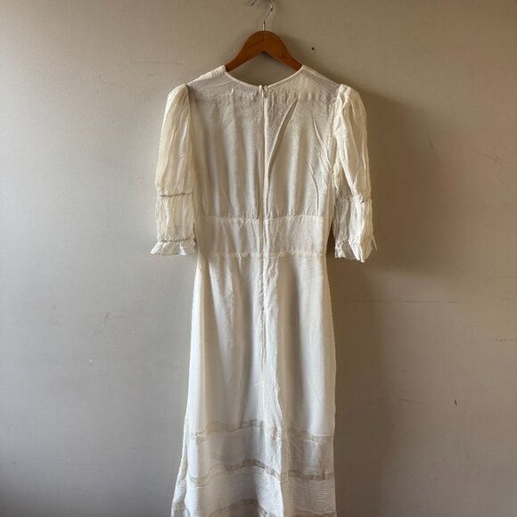 Reformation Ginny Dress – Ivory/White Midi – Lace & Pintuck Details – Size 6 - Picture 7 of 11